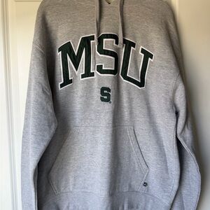 J. America Gray Hoodie with Green MSU Lettering